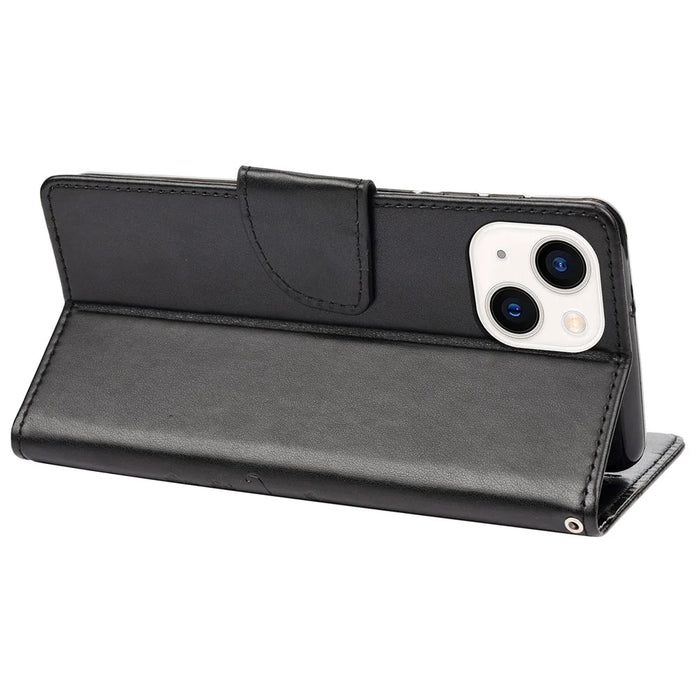 For iPhone 14 6.1 inch Smartphone Shell Imprinted Butterflies Leather Mobile Phone Case Wallet Stand Covering - Black - 4