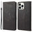 For iPhone 14 Pro Max 6.7 inch Supporting Stand PU Leather Imprinting Big Butterflies Flower Pattern Phone Cover Wallet Phone Case with Strap - Black - 1