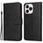 For iPhone 14 Pro Max 6.7 inch Calf Texture PU Leather Phone Full Protection Cover Magnetic Clasp Flip Stand Wallet Case - Black - 1