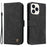 For iPhone 14 Pro Max Leather Wallet Cases Skin Touch Phone Cover Stand with Strap - Black - 1