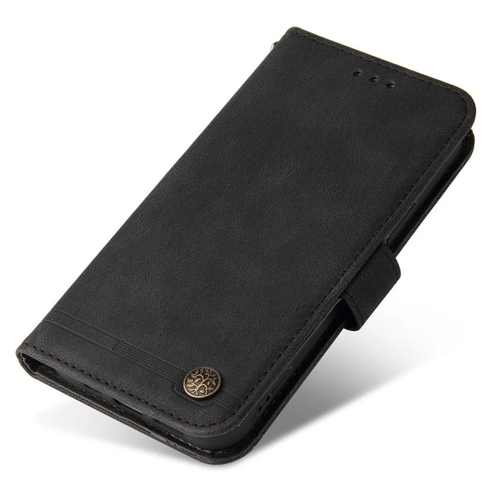 For iPhone 14 Pro Max Leather Wallet Cases Skin Touch Phone Cover Stand with Strap - Black - 7
