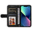 For iPhone 14 Leather Wallet Cases Skin Touch Phone Cover Stand with Strap - Black - 2