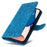For iPhone 14 Pro Max 6.7 inch PU Leather Sunflower Imprinting Protective Case Flip Stand Wallet Mobile Phone Cover with Strap - Blue - 5