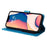 For iPhone 14 Plus Sunflower Imprinting Magnetic Clasp Case PU Leather Phone Stand Wallet Protective Cover with Strap - Blue - 3