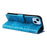 For iPhone 14 Plus Sunflower Imprinting Magnetic Clasp Case PU Leather Phone Stand Wallet Protective Cover with Strap - Blue - 4