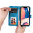 For iPhone 14 Plus Sunflower Imprinting Magnetic Clasp Case PU Leather Phone Stand Wallet Protective Cover with Strap - Blue - 7