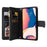 For iPhone 14 Pro Max 6.7 inch Tree Pattern Hardware Stripes Imprinted Skin-touch Wallet Stand Leather Cover Zipper Pocket Protective Case - Black - 2