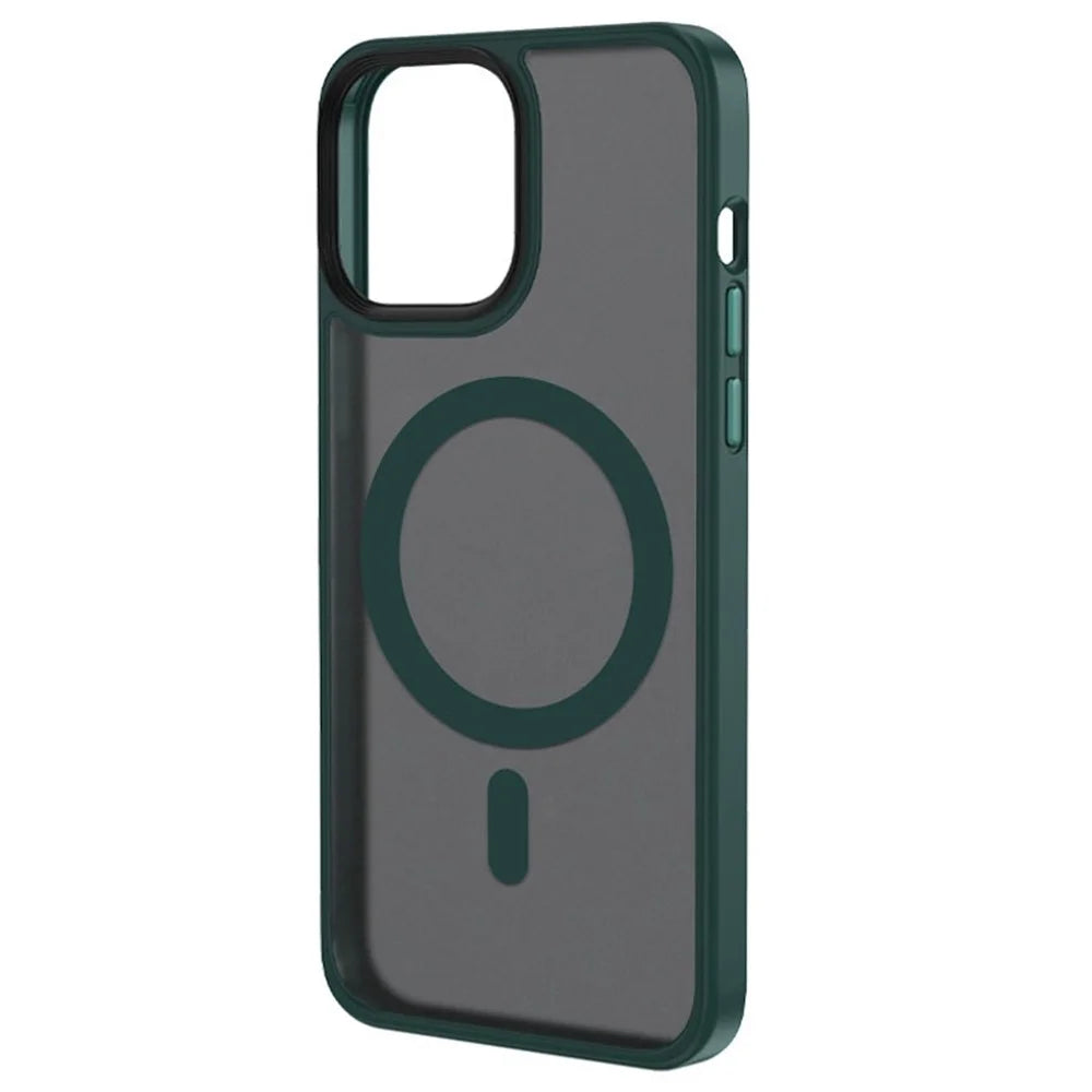 For iPhone 14 Pro Max 6.7 inch Compatible with Magsafe Charging TPU + PC Anti-drop Case Matte Finish Phone Cover - Green - 1