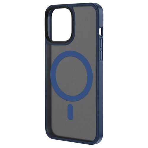 For iPhone 14 6.1 inch Magsafe Charging Matte Phone Cover TPU Bumper + Hard PC Hybrid Case - Blue - 1