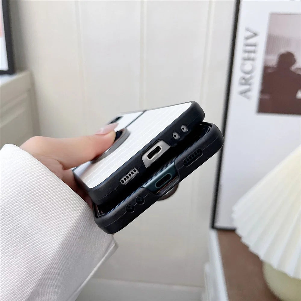 For Samsung Galaxy Z Flip4 5G Crocodile Texture Phone Case Leather Coated PC Folding Cover with Metal Finger Ring - Red - 4
