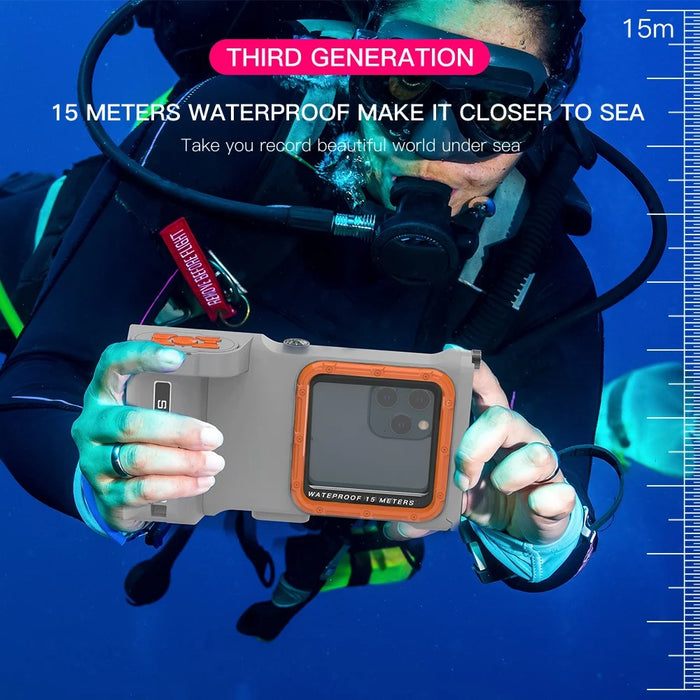 SHELLBOX 15M IPX8 Waterproof Case for iPhone 14 Pro Max / 13 Pro Max / X / XR / XS Max Underwater Phone Cover with Bluetooth-compatible Camera Module - 5