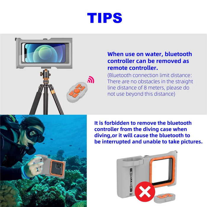 SHELLBOX 15M IPX8 Waterproof Case for iPhone 14 Pro Max / 13 Pro Max / X / XR / XS Max Underwater Phone Cover with Bluetooth-compatible Camera Module - 6