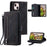 For iPhone 14 6.1 inch Zipper Pocket Design 9 Card Slots PU Leather Case Magnetic Closure Stand Wallet Cover with Strap - Black - 7