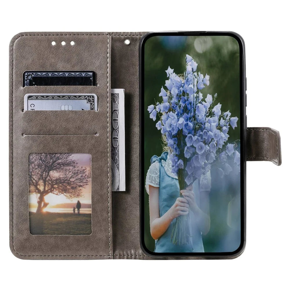 For Samsung Galaxy Xcover6 Pro 5G Mandala Flower Pattern Imprinted Full Protection Wallet Case PU Leather Phone Stand Cover - Grey - 2