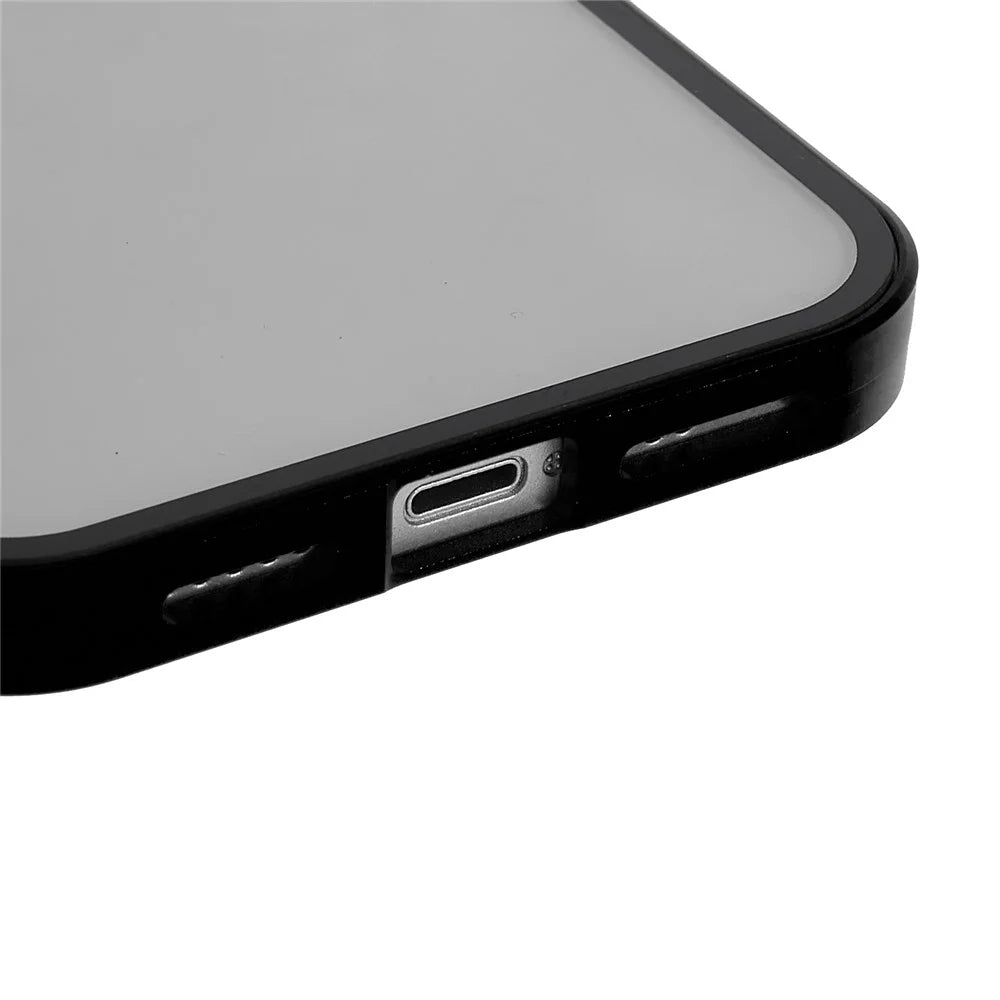 For iPhone 14 Full Body Case Magnetic Tempered Glass Double-Sided Phone Case - Black - 6