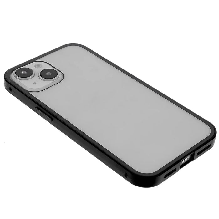 For iPhone 14 Plus Full Body Case Magnetic Tempered Glass Double-Sided Phone Case - Black - 5