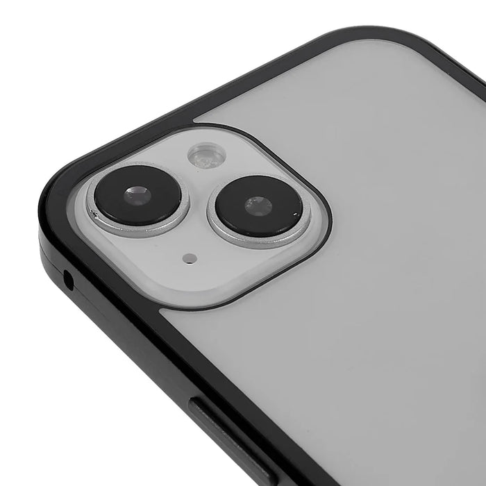 For iPhone 14 Plus Full Body Case Magnetic Tempered Glass Double-Sided Phone Case - Black - 7