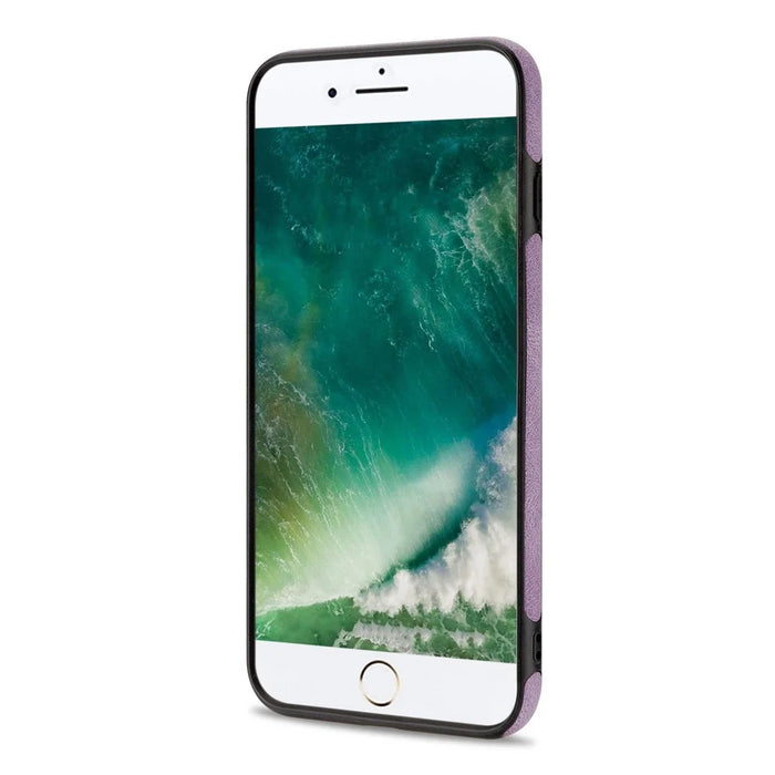 N.BEKUS For iPhone 8  /  7  /  SE (2020)  /  SE (2022) PU Leather+TPU Cell Phone Shell RFID Blocking Vertical Card Holder Kickstand Phone Case - Purple - 7
