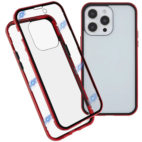 For iPhone 14 Pro Full Body Case Magnetic Tempered Glass Double-Sided Phone Case - 1