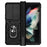For Samsung Galaxy Z Fold4 5G PC + TPU Shockproof Phone Case Metal Ring Kickstand Slide Camera Cover Shell - Black - 2