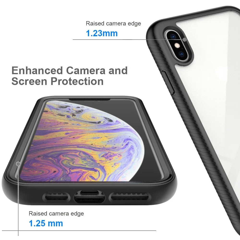 For iPhone XS Max 6.5 inch Anti-scratch Hard PC + Soft TPU Hybrid Cover Anti-drop Phone Case with PET Screen Protector - Black - 5