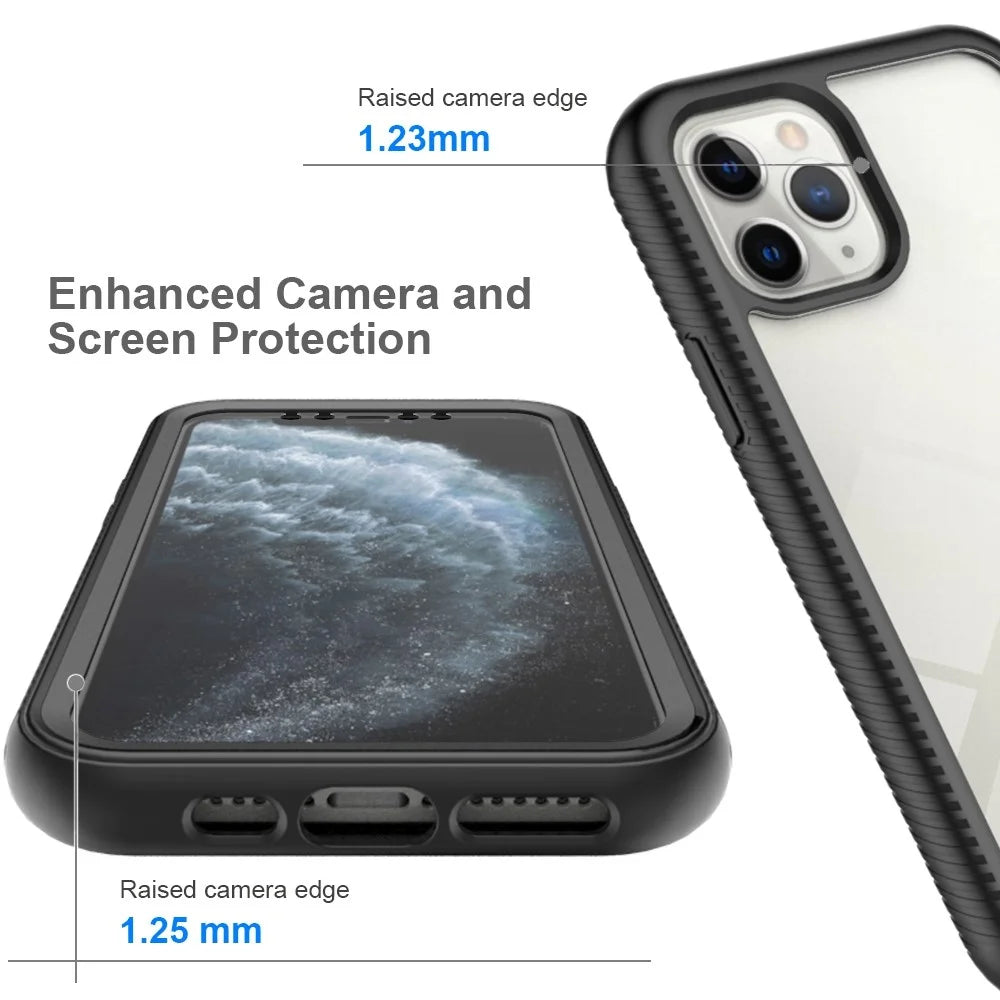 For iPhone 11 Pro 5.8 inch Hard PC + Soft TPU Hybrid Cover Anti-drop Phone Case with PET Screen Protector - Black - 5