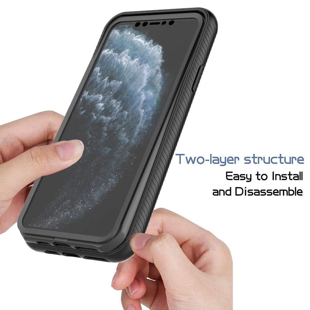 For iPhone 11 Pro Max 6.5 inch 3-in-1 Shockproof Phone Case PC Back + TPU Frame + PET Screen Protector Hybrid Cover - Black - 2