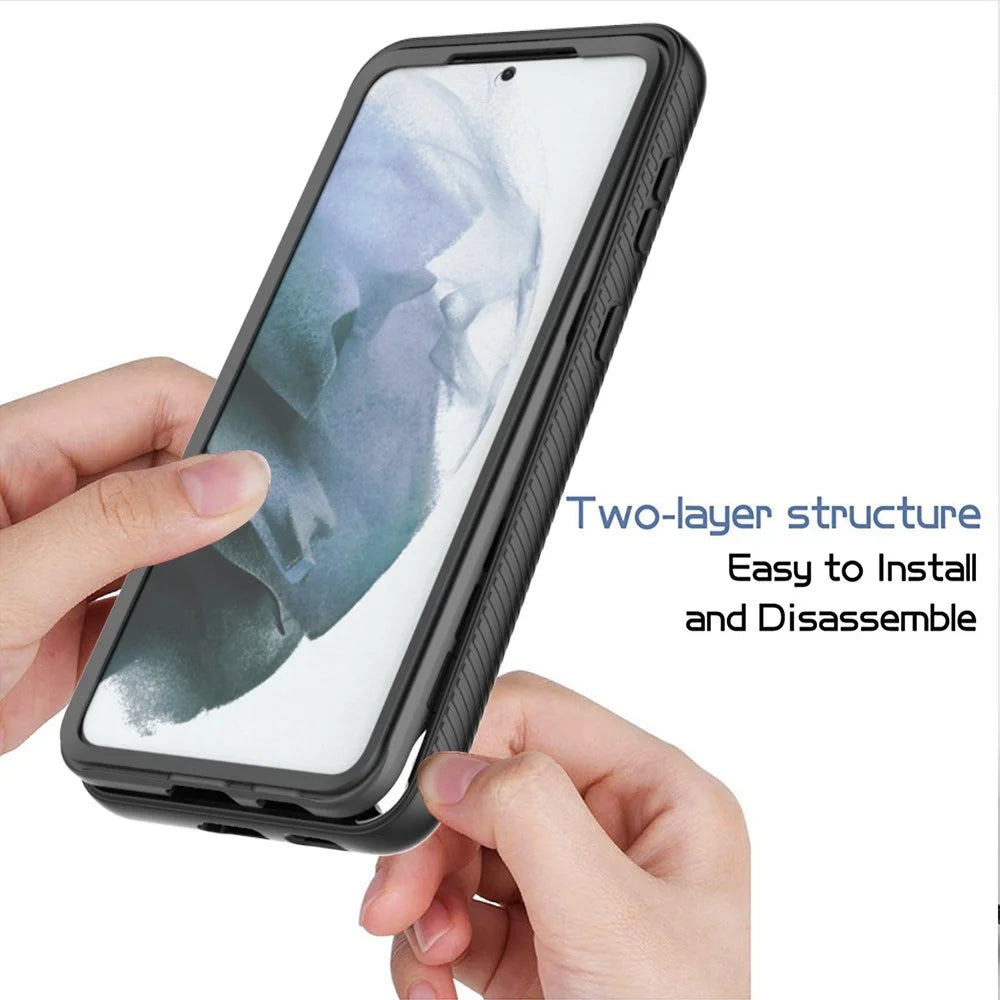 For Samsung Galaxy S21 4G / 5G Full Protection Phone Case Hard PC + Soft TPU Hybrid Cover with PET Screen Protector - Black - 2