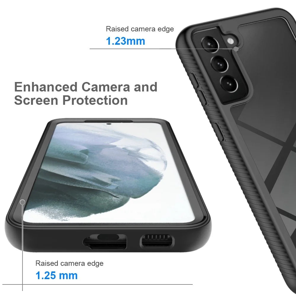 For Samsung Galaxy S21 4G / 5G Full Protection Phone Case Hard PC + Soft TPU Hybrid Cover with PET Screen Protector - Black - 5