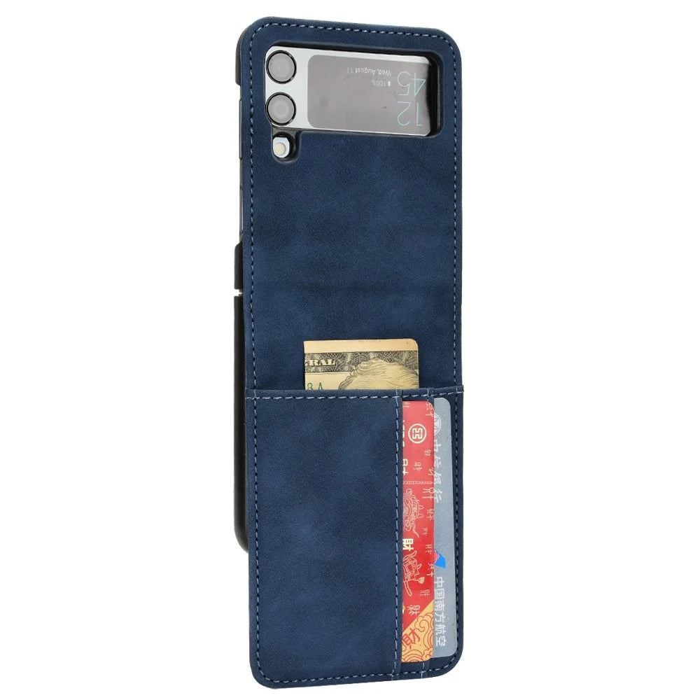For Samsung Galaxy Z Flip3 5G Separable Design Wallet Phone Case Skin-touch PU Leather Coated PC Card Holder Cover - Blue - 2