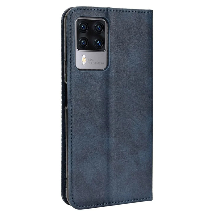For Cubot X50 Vintage PU Leather Magnetic Cell Phone Case Wallet Stand Feature Flip Folio Protector - Blue - 7