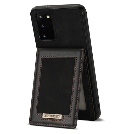 N.BEKUS Anti-fall Phone Case For Samsung Galaxy S20 FE / S20 FE 5G / S20 FE 2022 / S20 Lite, Vertical Card Holder Kickstand PU Leather+TPU RFID Blocking Phone Cover - Black - 1
