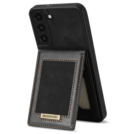 N.BEKUS Anti-drop Phone Case For Samsung Galaxy S22 5G, Well-protected PU Leather+TPU RFID Blocking Phone Cover Vertical Card Holder Kickstand - Black - 1