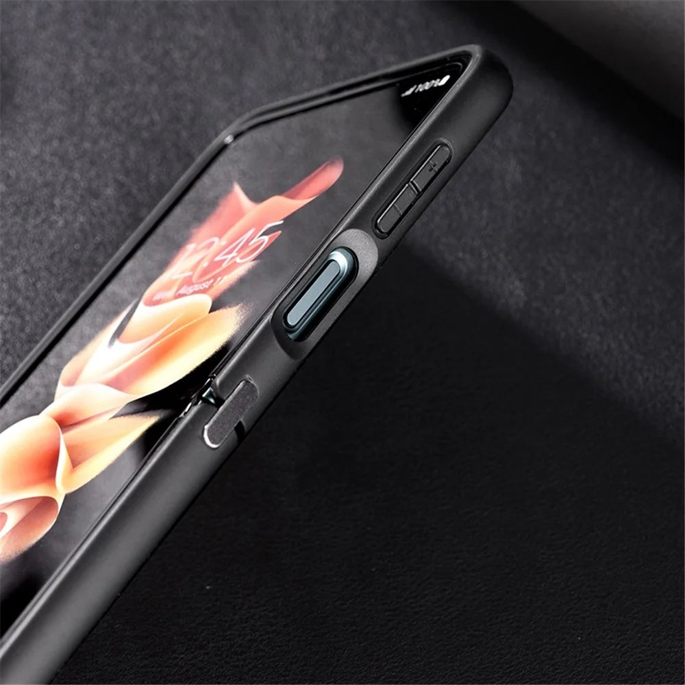 For Samsung Galaxy Z Flip4 5G Cloth Texture Leather Coated PC Phone Case Magnetic Wireless Charging Folding Cover - Brown - 7