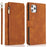 Skin-touch Leather Case for iPhone 14 6.1 inch, Wallet Stand Full Protection Multiple Card Slots Phone Cover with Hand Strap - Brown - 1