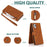 Skin-touch Leather Case for iPhone 14 6.1 inch, Wallet Stand Full Protection Multiple Card Slots Phone Cover with Hand Strap - Brown - 4