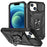 For iPhone 14 Plus Anti-fall PC+TPU Kickstand Function Phone Protector Sliding Camera Lens Cover Design Case with Card Slot - Black - 1