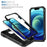For iPhone 14 Plus Anti-fall PC+TPU Kickstand Function Phone Protector Sliding Camera Lens Cover Design Case with Card Slot - Black - 4