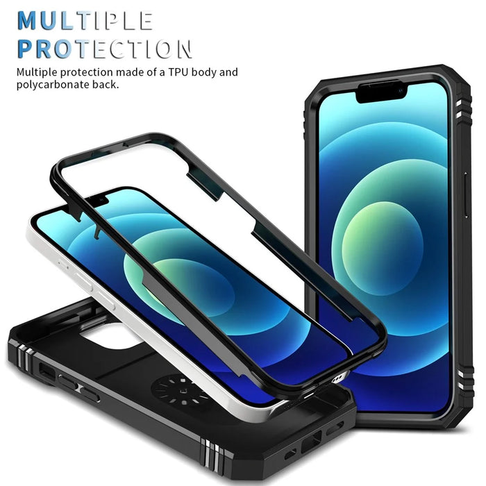 For iPhone 14 Plus Anti-fall PC+TPU Kickstand Function Phone Protector Sliding Camera Lens Cover Design Case with Card Slot - Black - 4