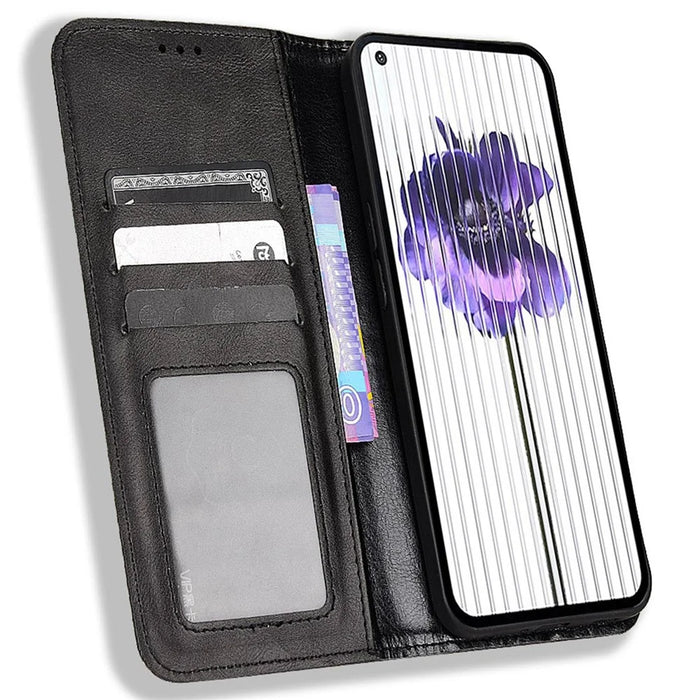 For Nothing phone (1) 5G Stand Function Vintage PU Leather Wear-resistant Cell Phone Case Shell with Wallet - Black - 2