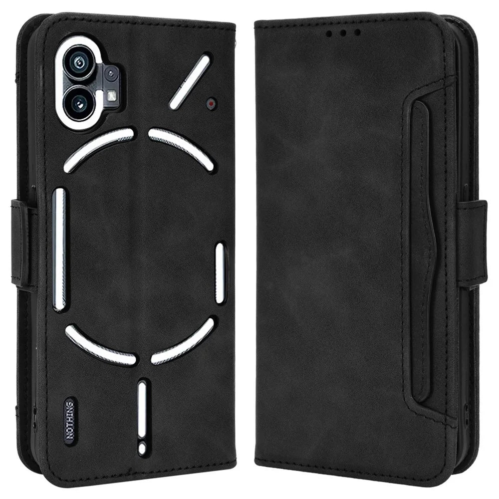 Phone Case for Nothing phone (1) 5G, PU Leather Multiple Card Slots Wallet Feature Full Body Protection Cover with Stand - Black - 1