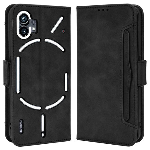 Phone Case for Nothing phone (1) 5G, PU Leather Multiple Card Slots Wallet Feature Full Body Protection Cover with Stand - Black - 1