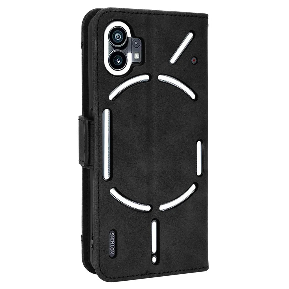Phone Case for Nothing phone (1) 5G, PU Leather Multiple Card Slots Wallet Feature Full Body Protection Cover with Stand - Black - 7