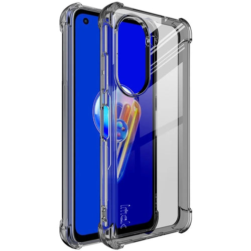 IMAK For Asus Zenfone 9 5G Soft Skin Flexible TPU Case Reinforced Corners Scratch Resistant Protective Cover - Transparent Black - 1