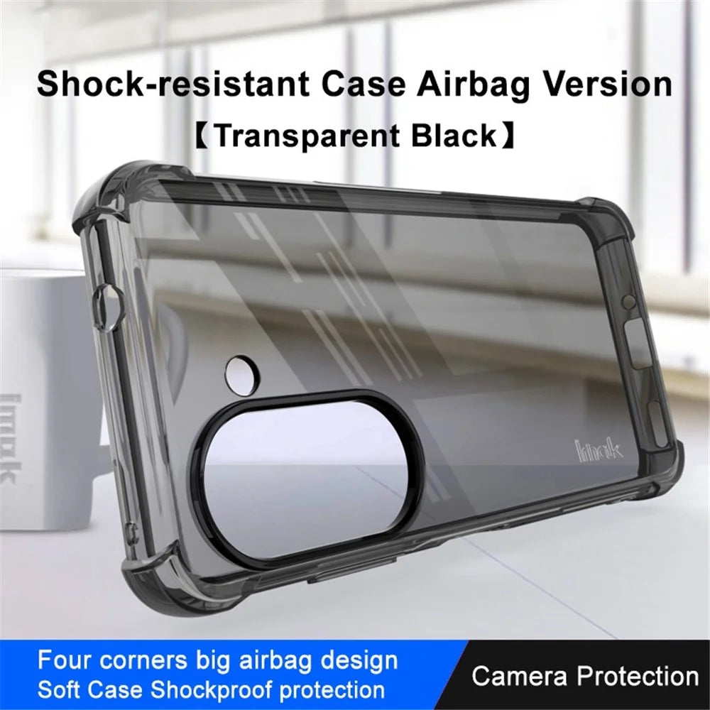 IMAK For Asus Zenfone 9 5G Soft Skin Flexible TPU Case Reinforced Corners Scratch Resistant Protective Cover - Transparent Black - 3