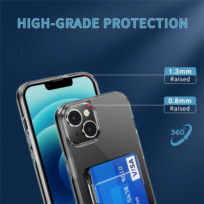 Super Transparent TPU+PC Phone Case for iPhone 14 Plus, Anti-scratch Card Slot Design Cell Phone Back Cover - 3