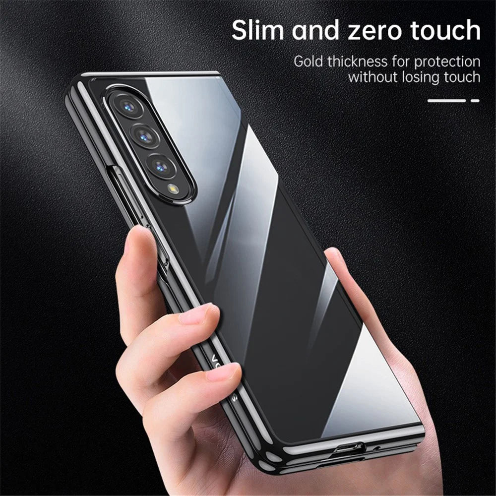 SULADA For Samsung Galaxy Z Fold4 5G Clear Folding Phone Case Electroplating Anti-Yellow Hard Phone Back Cover - Silver - 7
