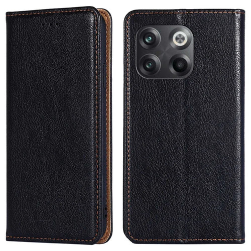 For OnePlus 10T 5G / Ace Pro 5G PU Leather Flip Folio Case Stand Magnetic Absorption Shockproof Wallet Cover - Black - 1