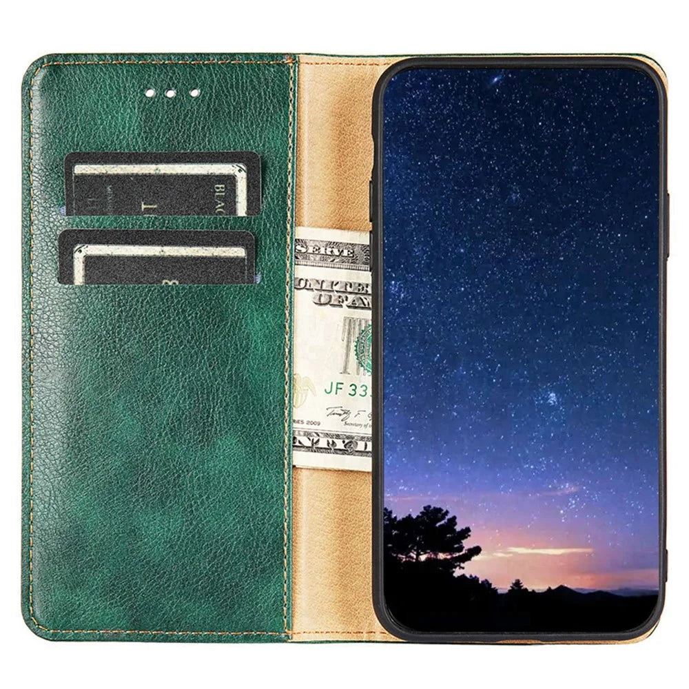 For OnePlus 10T 5G / Ace Pro 5G PU Leather Flip Folio Case Stand Magnetic Absorption Shockproof Wallet Cover - Black - 2