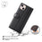 For iPhone 14 Plus Case Genuine Split Leather Phone Cover with Wallet Stand - Black - 7